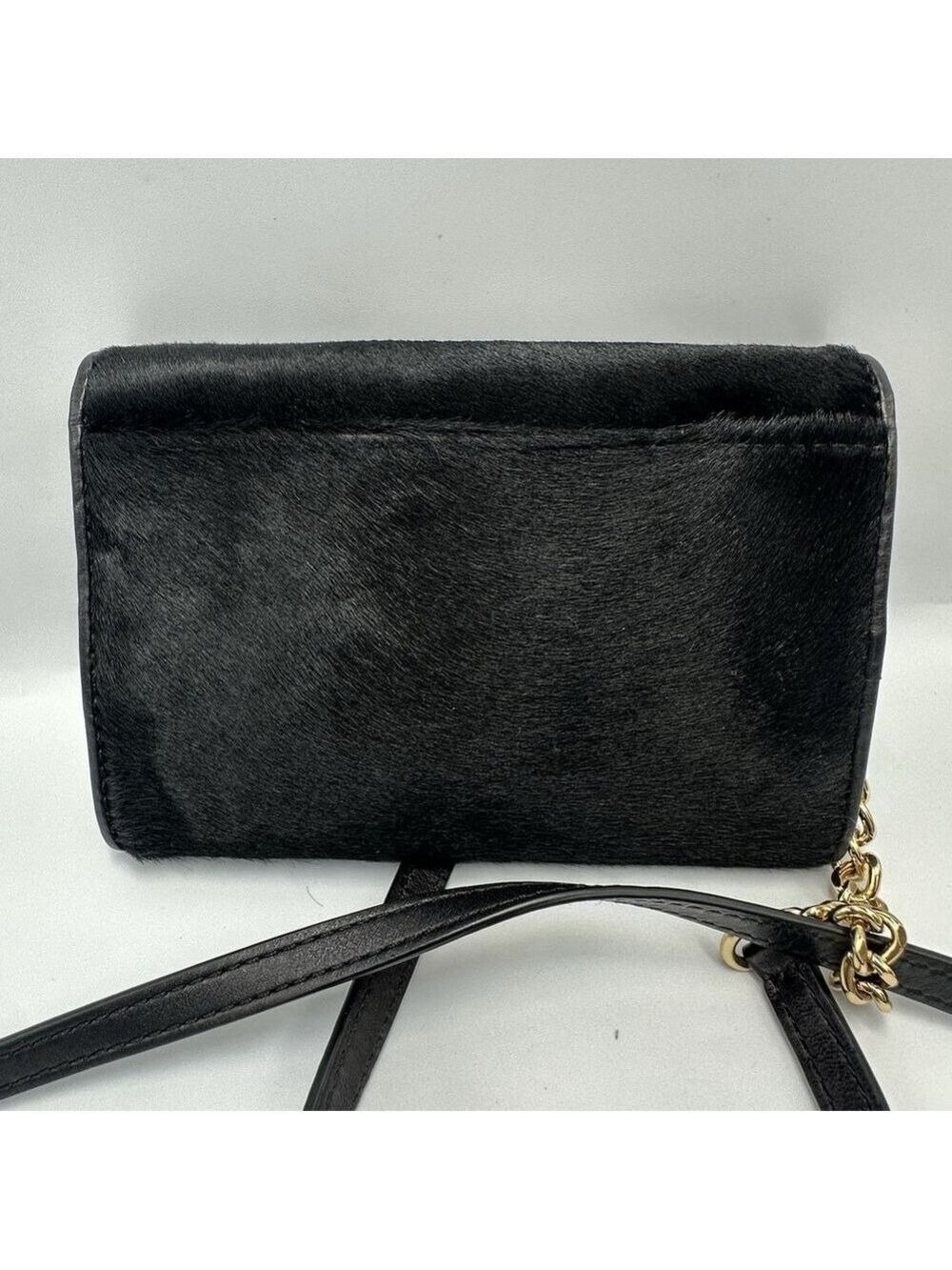 Michael Kors Crossbody Bag Black Calf Hair Jet Set Small Elegant Evening Purse - Picture 5 of 16